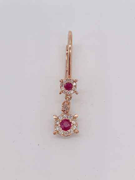 14kt Solid Gold Ruby & Diamond Earrings