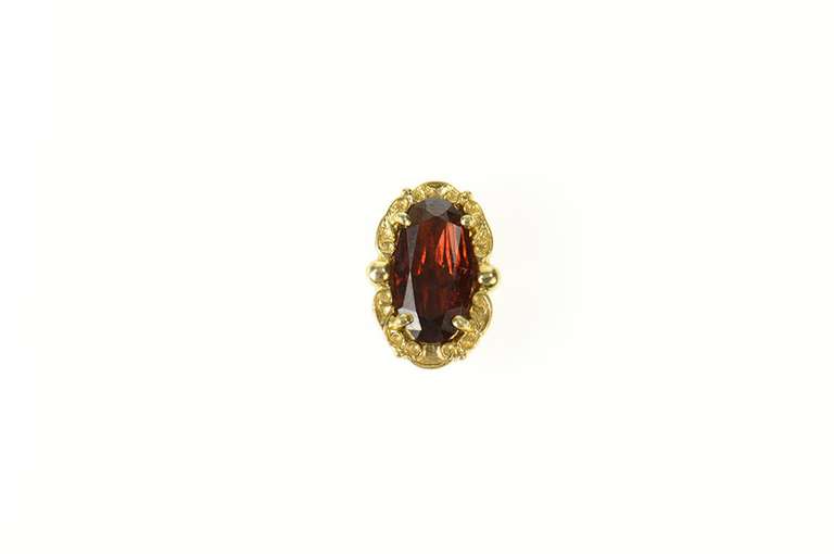14K Yellow Gold Oval Victorian Garnet Slide Bracelet Charm/Pendant