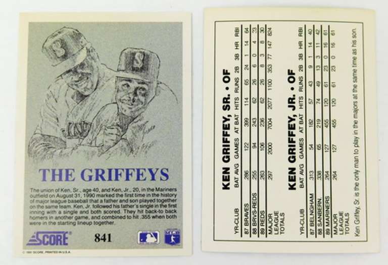 2 Ken Griffey, Sr. & Jr. Baseball Cards