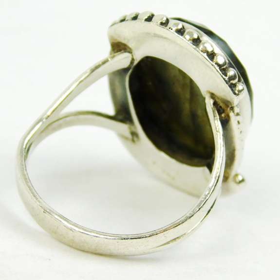 Sterling Silver Faceted Labradorite Ring, Size 6