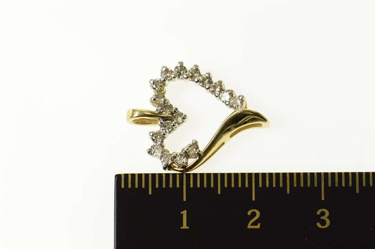 10K Yellow Gold Classic Wavy Simple Diamond Heart Love Pendant