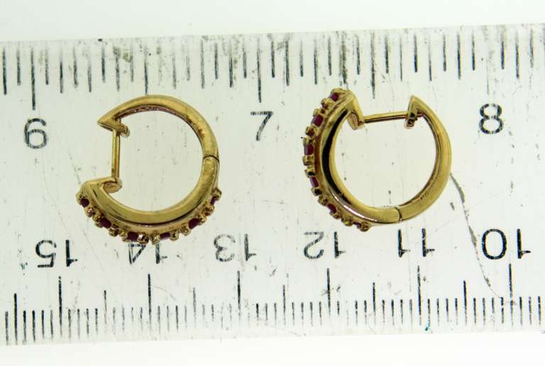 Sterling Silver Ruby Huggies Earrings