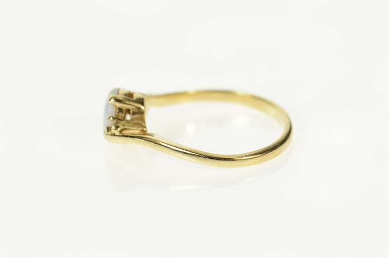 10K Yellow Gold Opal Diamond Accent Classic Bypass Ring