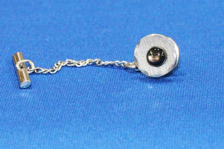 Sterling Tie Tack with Natural Star Sapphire