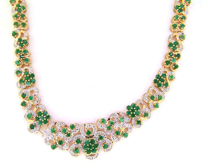 Stunning Designer Emerald and White Topaz Necklace