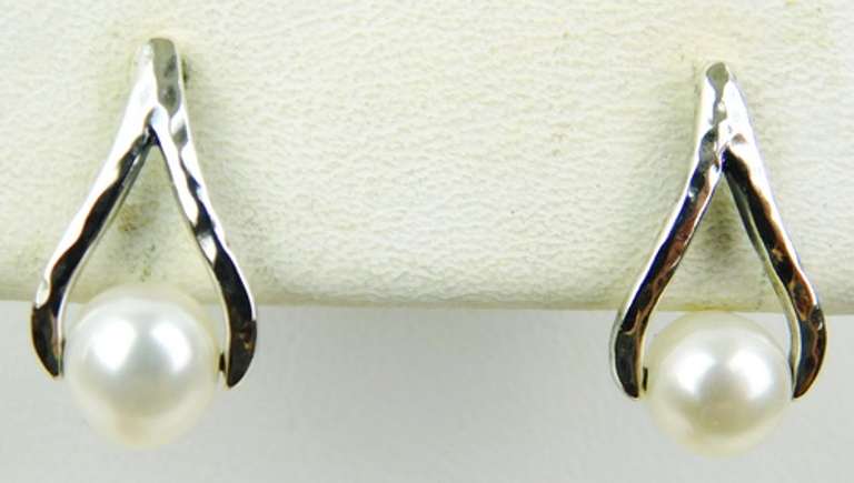 Signed Sterling Pearl Drop Earrings