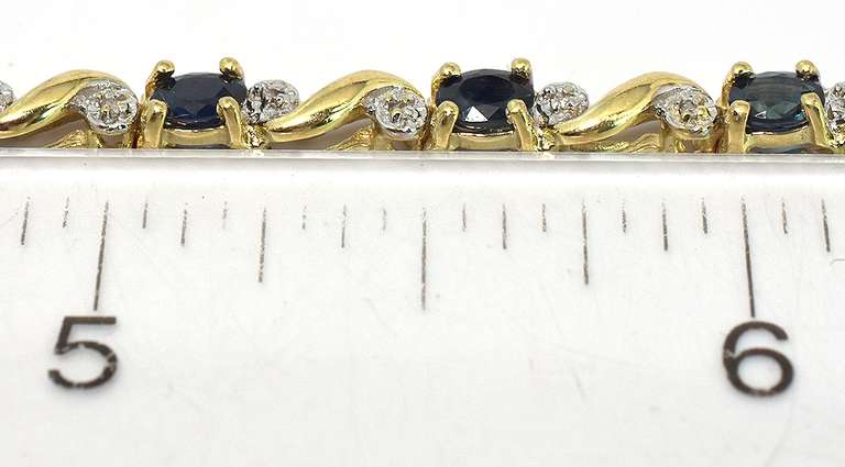Elegant Sapphire & Diamond Accent Bracelet in 14KT Yellow Gold