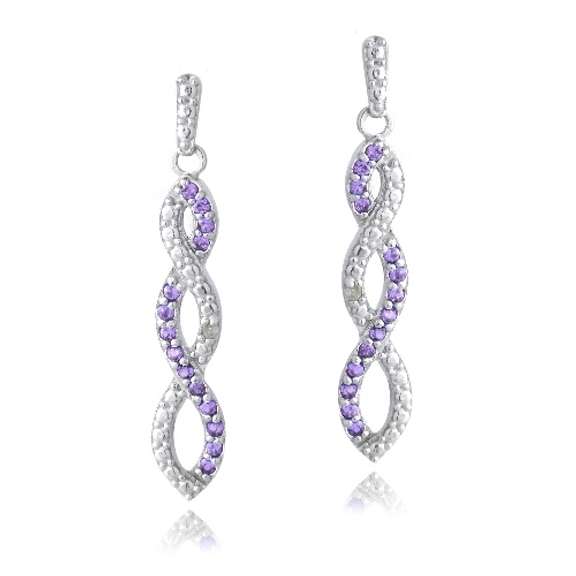 Sterling Silver 1/2ct Amethyst & Diamond Accent Triple Infinity Dangle Earrings