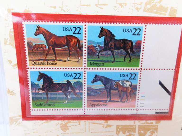 2 U.S. Commemorative Stamp Blocks - Horses