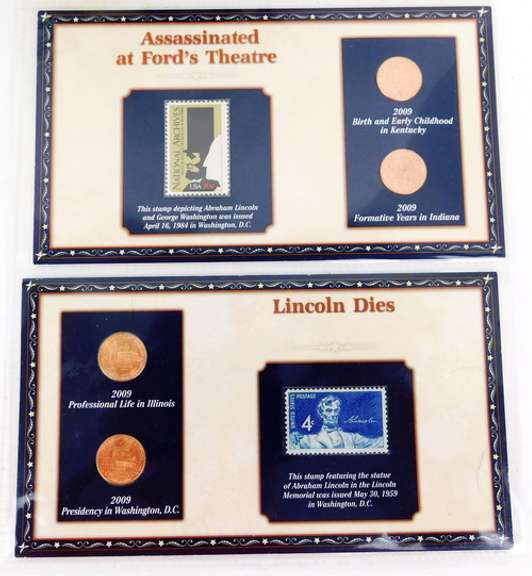 6 US History Stamp & Coin Collector Panels