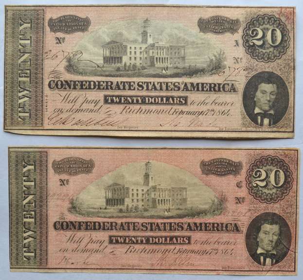 2 $ 20  Feb 17 1864 Confederate States Note