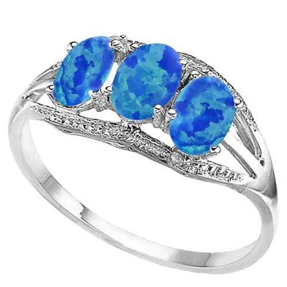 3/4 CT CREATED BLUE OPAL & STERLING SILVER RING