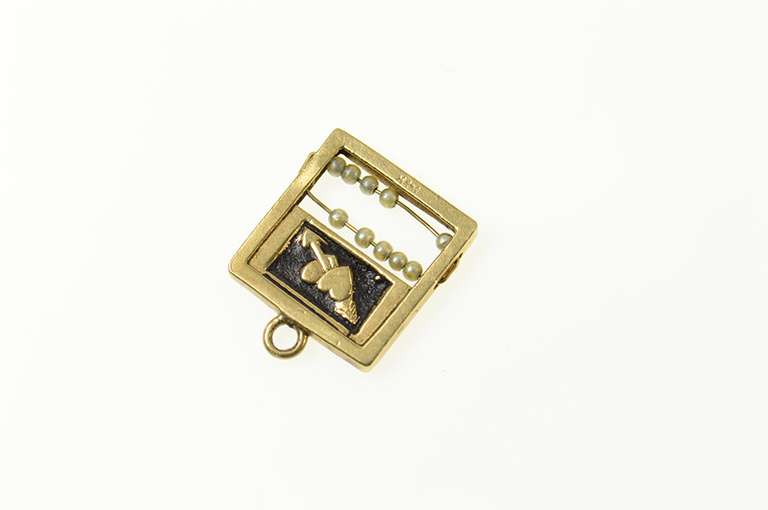 14K Yellow Gold I Love You Chalkboard Seed Pearl Abacus Charm/Pendant