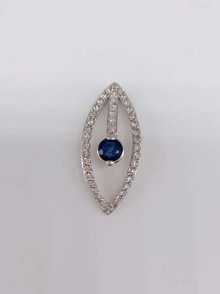 14kt Gold, Blue Sapphire, & Diamond Pendant