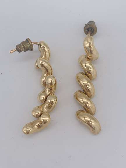 14kt Solid Yellow Gold Dangle Earrings