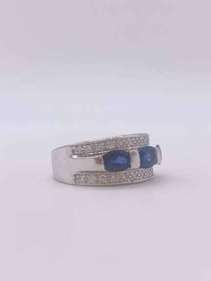 14kt Gold, Blue Sapphire & Diamond Ring