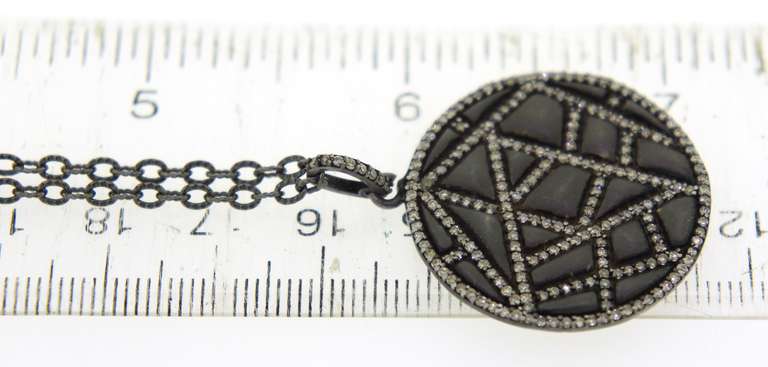 Silver Oxi Quilted Diamond Pendant on Chain