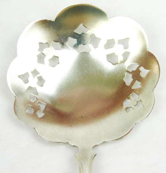 Antique Enameled Sterling Silver Berry Spoon