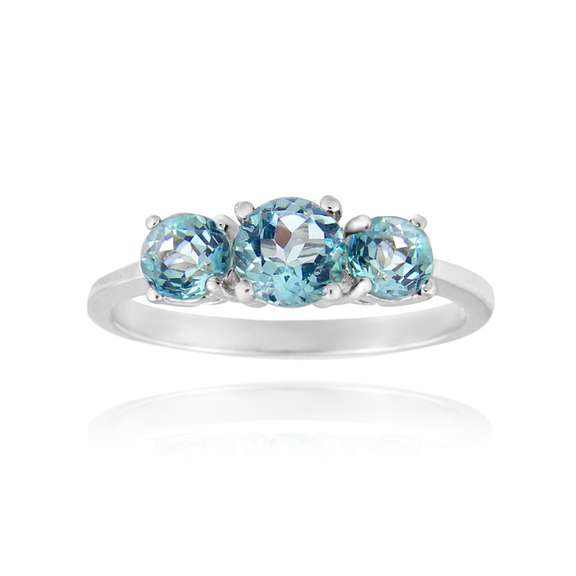 Sterling Silver Blue Topaz Three Stone Ring