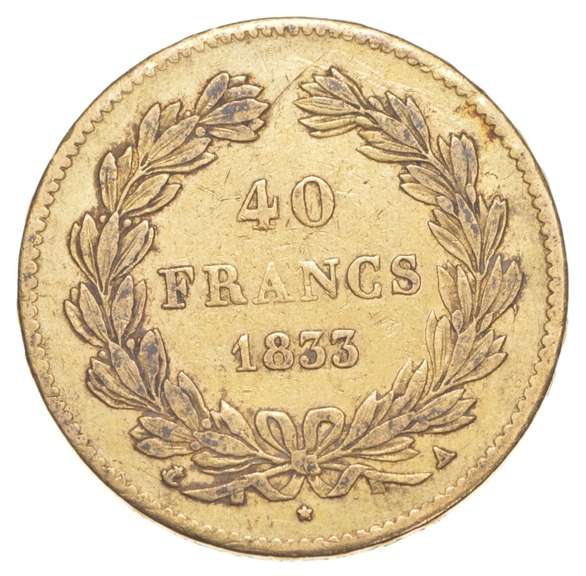 1833 France 40 Francs - World Gold Coin LOUIS PHILIPPE I