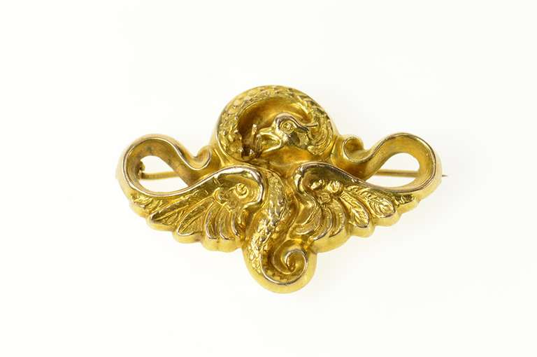 10K Yellow Gold Ornate Stylized Dragon Elaborate Pin/Brooch