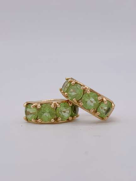 14kt Solid Yellow Gold Peridot Hoop Earrings