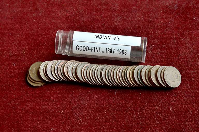 Roll of 50 Good or Better Indian Cents