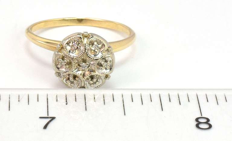Vintage Diamond Accent Cluster Ring in Yellow Gold