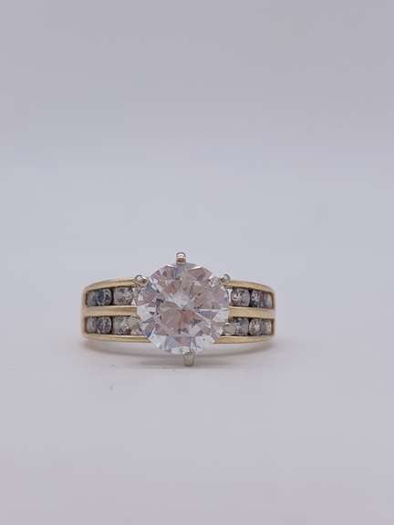 14kt Gold, CZ, & Diamond Engagement Ring