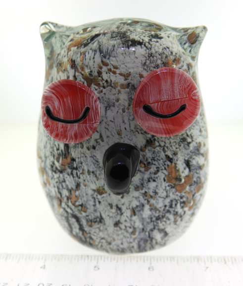 Hand Blown Art Glass Owl  Figurine