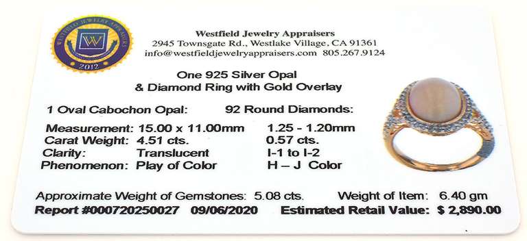 Regal Opal & Diamond Ring in Vermeil
