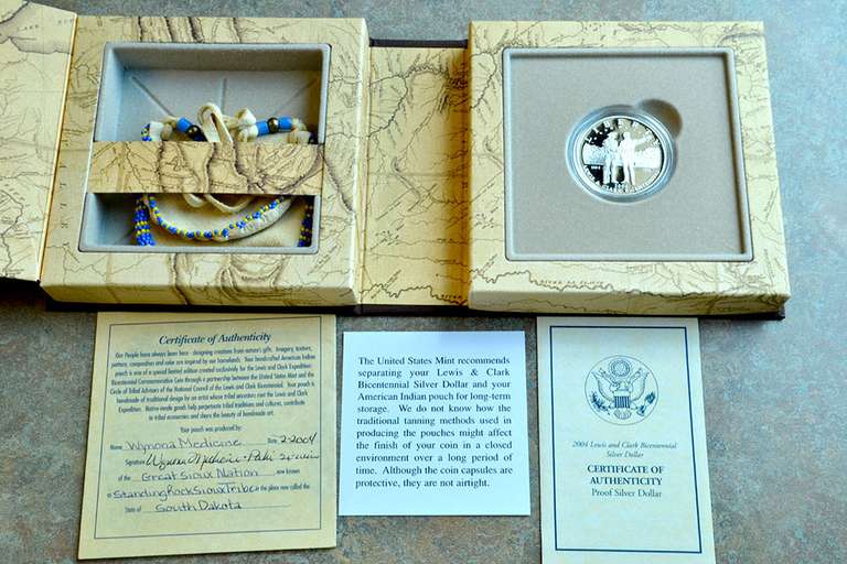 Coin & Pouch Commem Silver Dollar Set, Sioux
