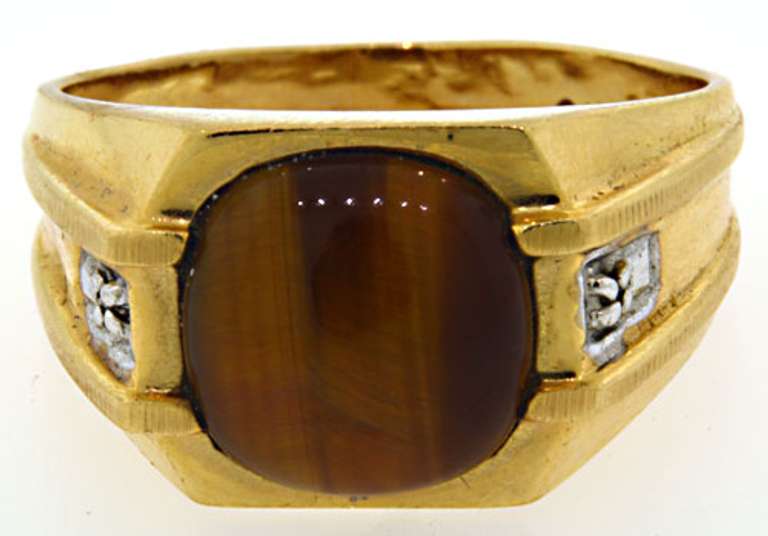 Elegant 14kt Men's Tigers Eye Ring