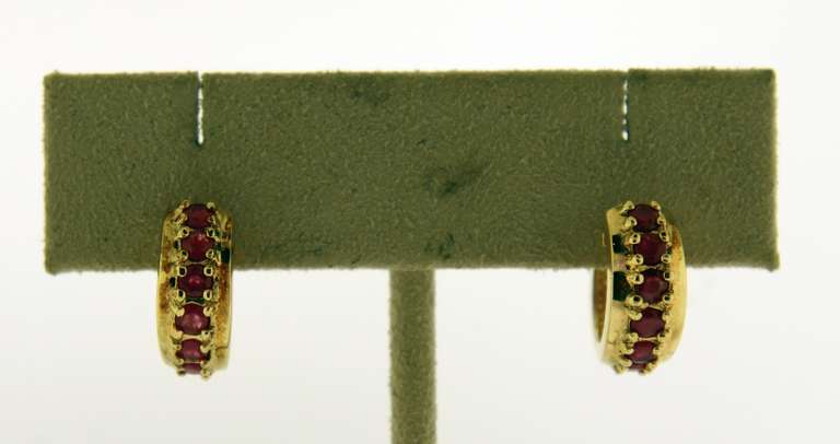 Sterling Silver Ruby Huggies Earrings