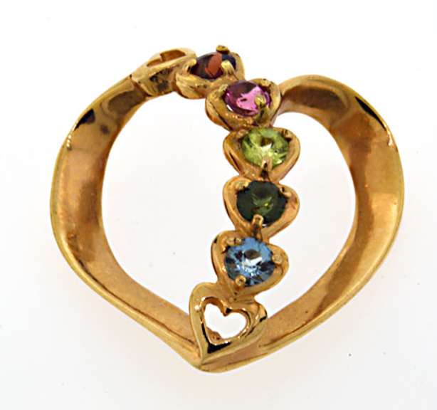 Gemstone and Gold Statement Heart Pendant