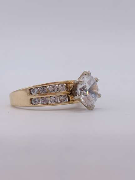 14kt Gold, CZ, & Diamond Engagement Ring
