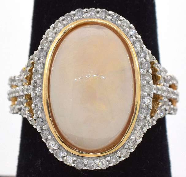 Regal Opal & Diamond Ring in Vermeil