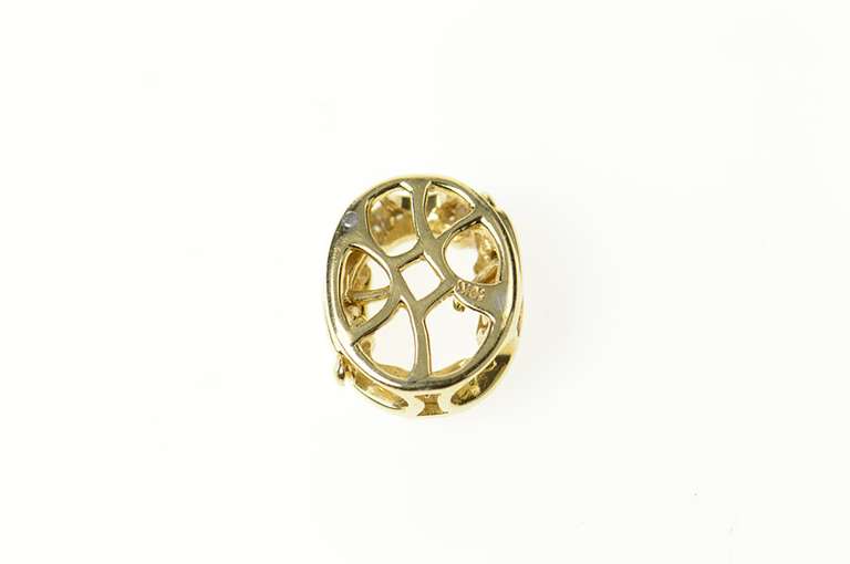 10K Yellow Gold Oval Setting Diamond Halo Clasp Opening Charm/Pendant