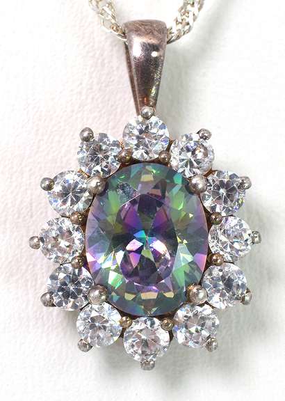 Enchanting Mystic and White Stone Necklace in Sterling Silver
