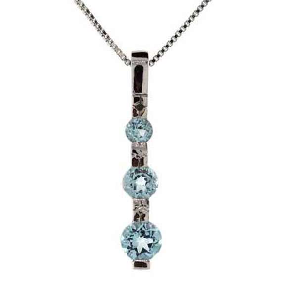 Sterling Silver Genuine Diamond and Blue Topaz Stone Past Present and Future Pendant