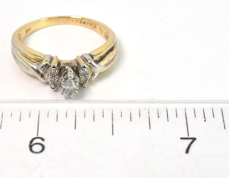 Glittering Diamond Marquise Ring in 14KT Yellow Gold