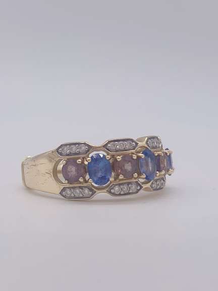 14kt Gold Tanzanite, Sapphire, & Diamond Cocktail Ring