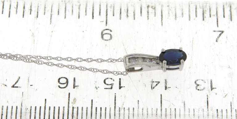 Wonderful White Gold Blue Sapphire & Diamond Necklace w Matching Earrings