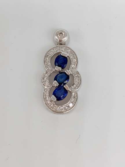 14kt Gold, Blue Sapphire & Diamond Pendant