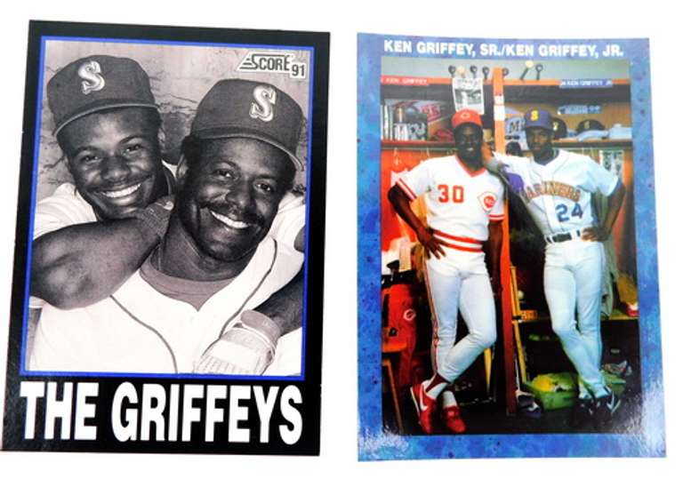 2 Ken Griffey, Sr. & Jr. Baseball Cards