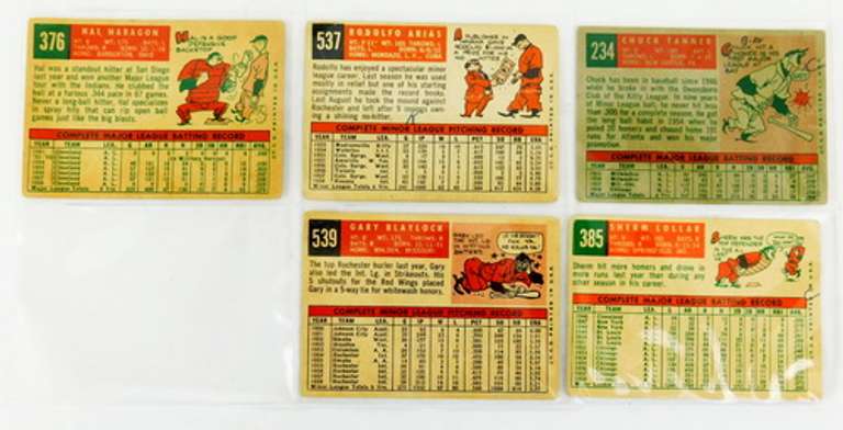 5 Topps 1959 Baseball Cards