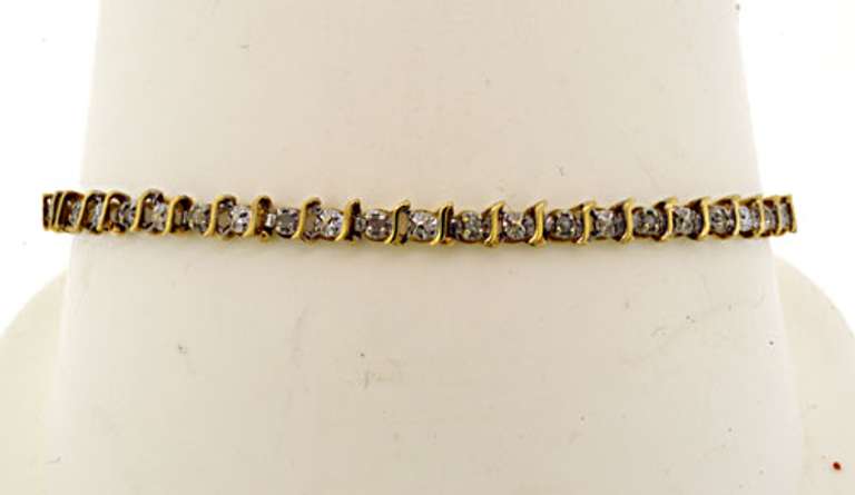 Dainty 10kt Diamond S-Link Tennis Bracelet