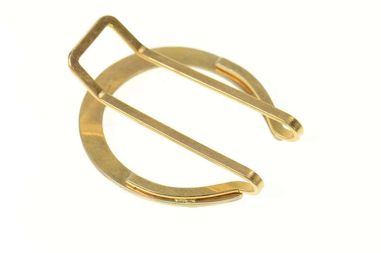 14K Yellow Gold Horse Shoe Lucky Retro 1960's Money Clip