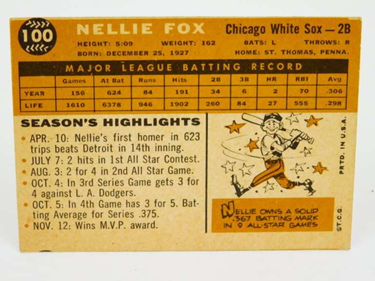 1960 Nellie Fox Baseball Card