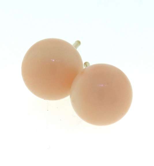 Simple Yellow Gold 8.5-9mm Coral Ball Earrings